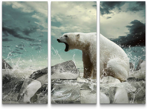 East Urban Home Polar Bear Hunting on Rocks in the Water Photographic Art Print Multi-Piece Image on Canvas East Urban Home  - Size: Mini (Under 40cm High) East Urban Home Polar Bear Hunting on Rocks in the Water Photographic Art Print Multi-Piece Image on Canvas East Urban Home  - Size: Mini (Under 40cm High)