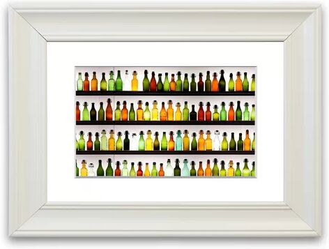 East Urban Home 'Colorful Bottles Cornwall' Framed Photographic Print East Urban Home Size: 93 cm H x 126 cm W, Frame Options: White  - Size: 50cm H x 70cm W x 1cm D