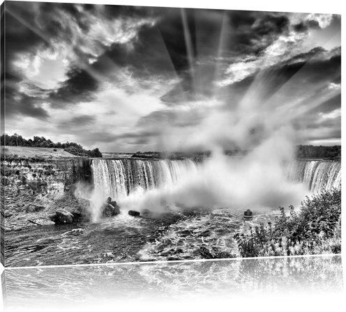 East Urban Home Niagara Falls at Sunset in Monochrome Wall Art on Canvas East Urban Home Size: 80 cm H x 120 cm W  - Size: 60cm H x 40cm W East Urban Home Niagara Falls at Sunset in Monochrome Wall Art on Canvas East Urban Home Size: 80 cm H x 120 cm W  - Size: 60cm H x 40cm W