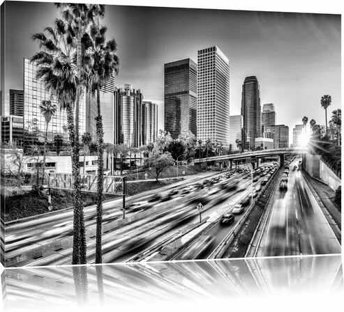 East Urban Home Street Traffic in Los Angeles Wall Art on Canvas East Urban Home Size: 80 cm H x 120 cm W  - Size: 100 cm H x 70 cm W