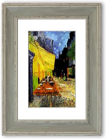 East Urban Home 'Van Gogh Cafe Terrace Cornwall' Framed Photographic Print East Urban Home Size: 50 cm H x 70 cm W, Frame Options: Blue Distressed  - Size: 93 cm H x 126 cm W