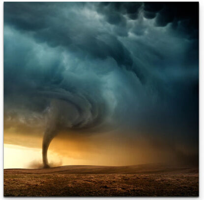 East Urban Home Black Cloud Formation with Tornado Photographic Print on Canvas East Urban Home Size: 90cm L x 90cm W  - Size: Large East Urban Home Black Cloud Formation with Tornado Photographic Print on Canvas East Urban Home Size: 90cm L x 90cm W  - Size: Large