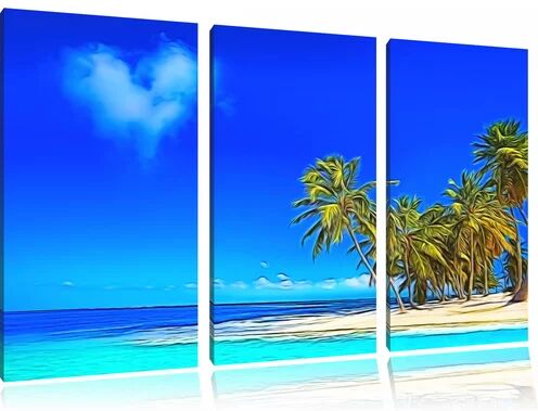 Pixxprint Cloud Heart Caribbean 3-Piece Photographic Print on Canvas Set Pixxprint  - Size: Mini (Under 40cm High)