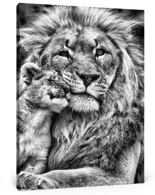 East Urban Home Beautiful Lion with Cub Photographic Print on Canvas East Urban Home Size: 100 cm H x 70 cm W  - Size: Small