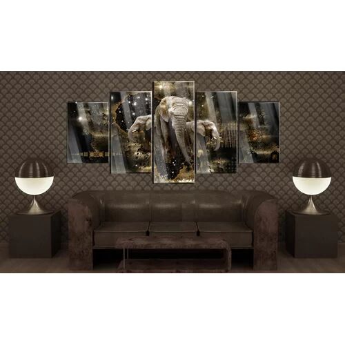 World Menagerie Brown Elephants - 5 Piece Graphic Art Print Set on Glass World Menagerie Size: 100cm H x 200cm W  - Size: 50cm H x 100cm W x 0.4cm D