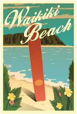 East Urban Home 'Waikiki Beach' Graphic Art on Wrapped Canvas East Urban Home Size: 101.6cm H x 66.04cm W x 3.81cm D  - Size: 152.4cm H x 101.6cm W x 3.81cm D East Urban Home 'Waikiki Beach' Graphic Art on Wrapped Canvas East Urban Home Size: 101.6cm H x 66.04cm W x 3.81cm D  - Size: 152.4cm H x 101.6cm W x 3.81cm D