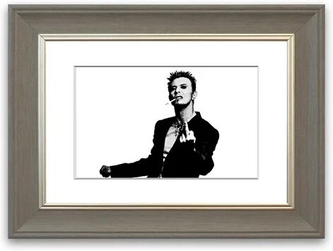 East Urban Home 'David Bowie Finger' Framed Photographic Print East Urban Home Size: 93 cm H x 70 cm W, Frame Options: Grey  - Size: 50 cm H x 70 cm W