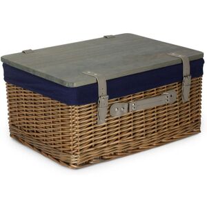Lily Manor Wicker Lined Gift or Storage Hamper Basket with Lid Antique Wash/Navy 26cm H x 51cm W x 36cm D Lily Manor Wicker Lined Gift or Storage Hamper Basket with Lid Antique Wash/Navy 26cm H x 51cm W x 36cm D
