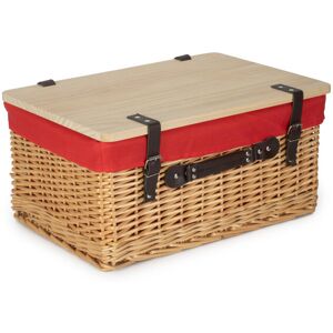 Lily Manor Wicker Lined Gift or Storage Hamper Basket with Lid Buff/Red 19cm H x 46cm W x 30cm D Lily Manor Wicker Lined Gift or Storage Hamper Basket with Lid Buff/Red 19cm H x 46cm W x 30cm D