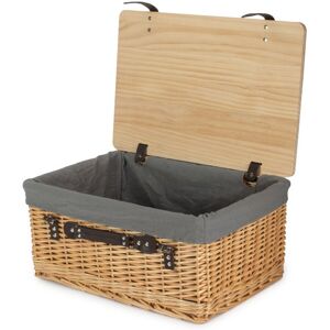 Lily Manor Wicker Lined Gift or Storage Hamper Basket with Lid Buff/Grey 26cm H x 51cm W x 36cm D Lily Manor Wicker Lined Gift or Storage Hamper Basket with Lid Buff/Grey 26cm H x 51cm W x 36cm D