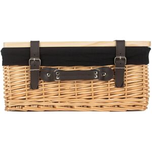 Lily Manor Wicker Lined Gift or Storage Hamper Basket with Lid Buff/Black 15cm H x 36cm W x 26cm D Lily Manor Wicker Lined Gift or Storage Hamper Basket with Lid Buff/Black 15cm H x 36cm W x 26cm D