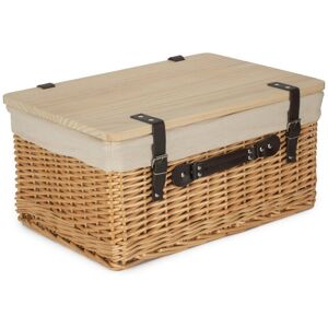 Lily Manor Wicker Lined Gift or Storage Hamper Basket with Lid Buff/White 19cm H x 46cm W x 30cm D Lily Manor Wicker Lined Gift or Storage Hamper Basket with Lid Buff/White 19cm H x 46cm W x 30cm D