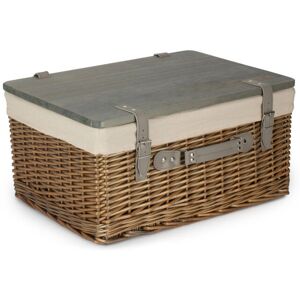 Lily Manor Wicker Lined Gift or Storage Hamper Basket with Lid Antique Wash/White 26cm H x 51cm W x 36cm D Lily Manor Wicker Lined Gift or Storage Hamper Basket with Lid Antique Wash/White 26cm H x 51cm W x 36cm D