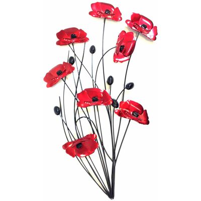 Happy Larry Poppy Handmade Plants & Flowers Wall Decor on Metal Red 67cm H X 39cm W Happy Larry Poppy Handmade Plants & Flowers Wall Decor on Metal Red 67cm H X 39cm W