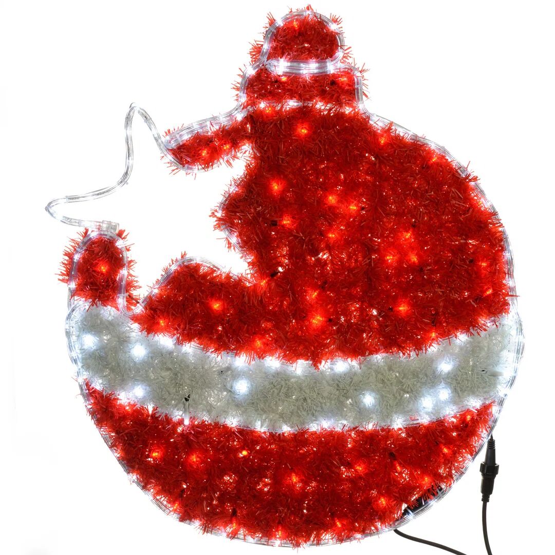 The Seasonal Aisle Flashing LED Tinsel Bauble Silhouette Christmas Decoration red/white 82.0 H x 74.0 W x 2.0 D cm
