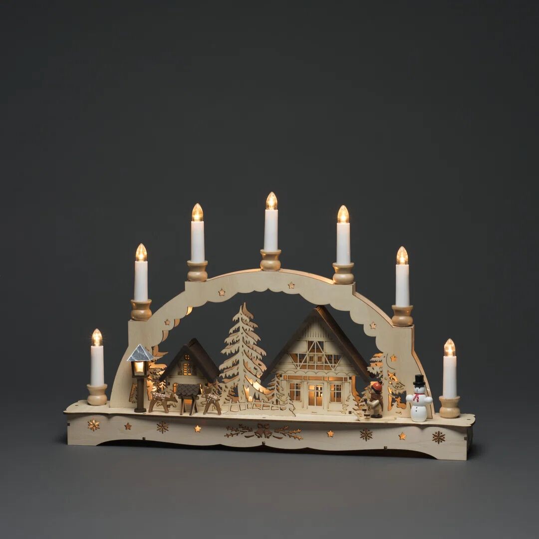 Konstsmide Decoration Wooden Silhouette of a Winter Wonderland with Candles brown 30.0 H x 48.0 W x 8.0 D cm