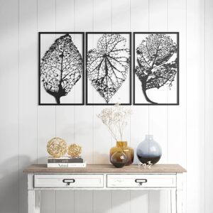 Fernleaf 3 Piece Metal Wall Décor Set black/gray 115.0 H x 60.0 W x 0.12 D cm