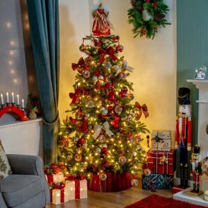 The Seasonal Aisle 180Cm H Green Fir Christmas Tree with 380 LED Lights white 1.8 H x 104.0 W x 104.0 D cm