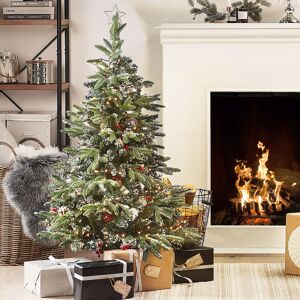 The Seasonal Aisle Frosted Green Pine Artificial Christmas Tree with Stand 3.94ft H x 2.79ft W x 2.79ft D