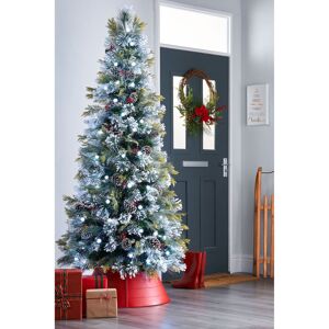 The Seasonal Aisle Green Spruce Christmas Tree LED Twinkling Lights and Pinecones 7ft H x 2.95ft W x 2.95ft D