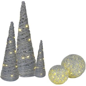 The Seasonal Aisle LED Light up Ball Glitter and Cones Silver Glitter 18cm H X 20cm W X 20cm D
