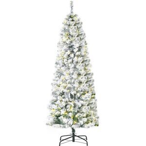 The Seasonal Aisle 5' H Green/White Pine Flocked Christmas Tree with 150 LED Lights Green 5' H