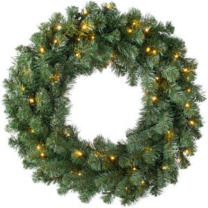 The Seasonal Aisle Luxury 76cm Lighted Artificial Wreath Green 76cm H X 76cm W X 12.7cm D