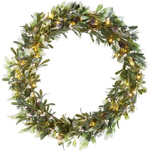 The Seasonal Aisle 10.2cm Lighted Mistletoe Wreath Green 76.2cm H X 10.2cm W X 76.2cm D