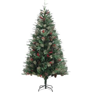 The Seasonal Aisle Green Realistic Artificial Pine Flocked/Frosted Christmas Tree and Pinecones 6.4ft H x 2.62ft W x 2.62ft D