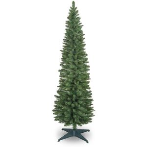 The Seasonal Aisle Slim Pencil 7ft Green Pine Artificial Christmas Tree with Stand 210cm H