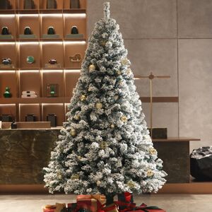 The Seasonal Aisle Artificial Spruce Christmas Tree Geen with white snow flocked 7'