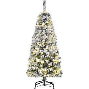 The Seasonal Aisle 5' H Green/White Pine Flocked Christmas Tree with 150 LED Lights Green 4' H