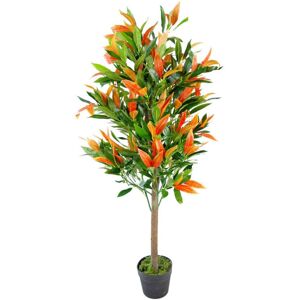 Leaf Artificial Ficus Tree Plant Photinia Red Green 130cm Red Robin Faux Plants Red 130cm H X 50cm W X 50cm D