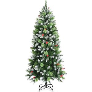 The Seasonal Aisle 180cm H Slender Green Pine Christmas Tree and Berries 180cm H