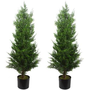 Leaf Artificial Cedar Topiary in Pot Liner Green 120cm H x 55cm W x 55cm D