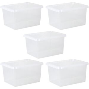 Wham Crystal 31L Plastic Storage Box Pack of 5 Clear Clear 31L
