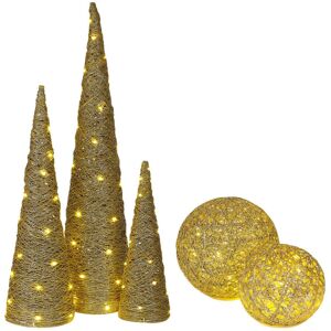 The Seasonal Aisle LED Light up Ball Glitter and Cones Gold Glitter 18cm H X 20cm W X 20cm D