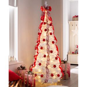 The Seasonal Aisle Pre-Lit Pop Up Decorated 6ft White Artificial Christmas Tree with 150 Warm White Lights with Stand 182.88cm H