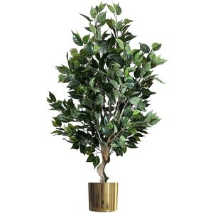 Leaf Artificial Evergreen Ficus Tree Planter Gold 100cm H x 50cm W x 50cm D
