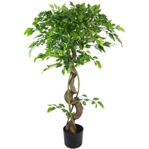 Artificial Japanese Fruticosa Tree Twisted Ficus 120cm Leaf Design UK The Seasonal Aisle Green 120cm H X 60cm W X 60cm D