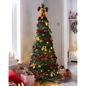 The Seasonal Aisle Pre-Lit Pop Up Decorated 6ft Green Artificial Christmas Tree with 150 Warm White Lights with Stand 182.88cm H