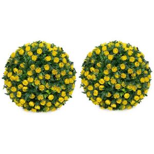 The Seasonal Aisle Topiary Balls Set of 2, Artificial Topiary Flower Balls for Home Decor Yellow 55cm H x 55cm x W x 55cm D
