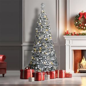 The Seasonal Aisle Lighted Artificial Pre Lit Christmas Tree 6ft frosted 7.48ft H