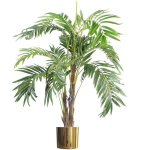 Large Artificial Palm Tree 120cm Luxury Planter 4ft Realistic Leaf Design Gold 120cm H X 80cm W X 80cm D