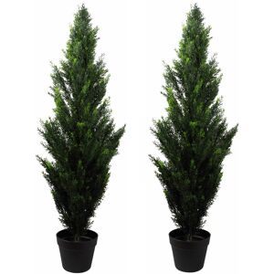 Leaf Artificial Cedar Topiary in Pot Liner Green 120cm H x 35cm W x 35cm D