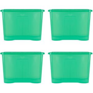 Wham Crystal 80L Plastic Storage Box Pack of 4 Tint Leprechaun Green Green 80L