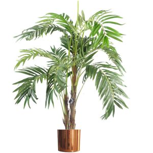 Large Artificial Palm Tree 120cm Luxury Planter 4ft Realistic Leaf Design Copper 120cm H X 80cm W X 80cm D