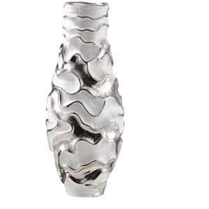 Fairmont Park Adyson Handmade Ceramic Vase for Living Room, Textured Ripples Design Modern Home Decoration White/Silver 43cm H x 17cm W x 17cm D Fairmont Park Adyson Handmade Ceramic Vase for Living Room, Textured Ripples Design Modern Home Decoration White/Silver 43cm H x 17cm W x 17cm D