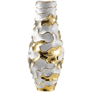 Fairmont Park Adyson Handmade Ceramic Vase for Living Room, Textured Ripples Design Modern Home Decoration White/Gold 43cm H x 17cm W x 17cm D Fairmont Park Adyson Handmade Ceramic Vase for Living Room, Textured Ripples Design Modern Home Decoration White/Gold 43cm H x 17cm W x 17cm D