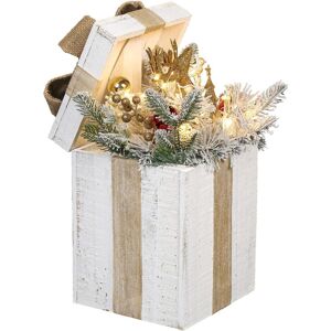 The Seasonal Aisle Light-Up White Wooden Christmas Gift Box With 20 Warm White LED Lights Battery-Powered White With Natural Ribbon White 14.5cm H X 6.5cm W X 6.5cm D The Seasonal Aisle Light-Up White Wooden Christmas Gift Box With 20 Warm White LED Lights Battery-Powered White With Natural Ribbon White 14.5cm H X 6.5cm W X 6.5cm D